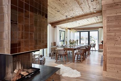 Dining table with open fire place